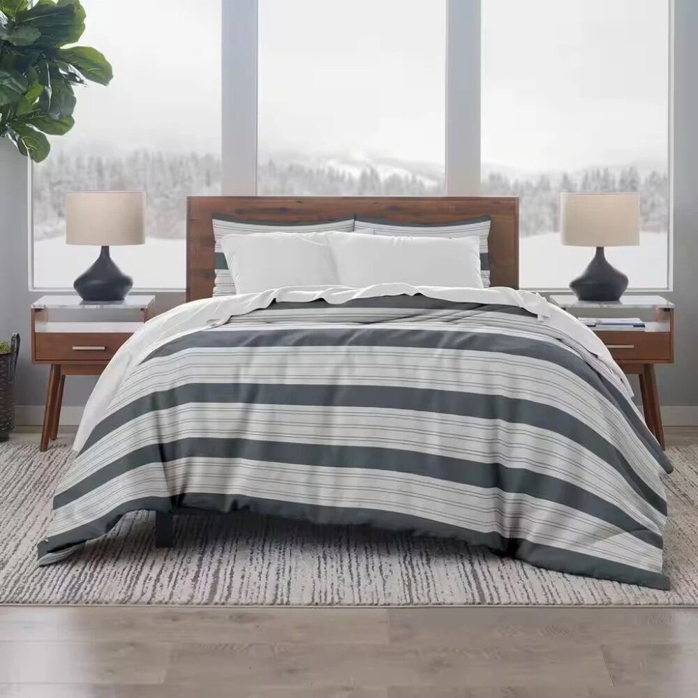 ELLA JAYNE HOME Stripe Linen & Cotton KING 3-Piece Duvet Set